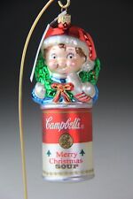VTG Kurt Adler CAMPBELL SOUP Merry Christmas Glass Ornament 6.75