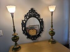 Pristine MCM Vintage Hollywood Regency Tall Rembrandt Torchiere Table Lamps,add' picture