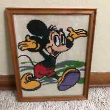 Mickey Mouse Needlepoint Framed Wall Art Colorful Home Made Handmade Vintage picture