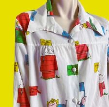VTG PEANUTS CARTOON 2 POCKET SHIRT DRESS 1970'S CHARLIE BROWN LUCY SNOOPY SALLY picture