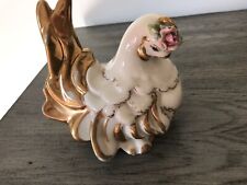 Vintage Porcelain Hen Chicken Gold Trim And Accents 1950 picture