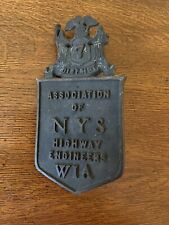 Antique Cast Bronze Plaque New York State Highway Engineers Dis 7  Road Sign WIA picture