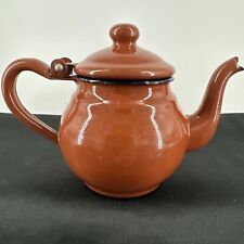 Teapot Brown Enamel Metal Farmhouse Decor 4.5