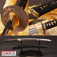 cool black Japanese samurai Wakizashi sword T10 carbon steel shiny sharp blade picture
