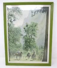 Vintage Yosemite National Park Picture Print Framed Wall Art People Horses 12x16 picture