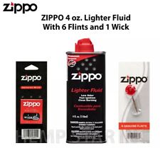 Zippo Lighters 4oz Fuel Fluid and 6 Flints & 1 Wick Value Pack CombFREE SHIPPING picture