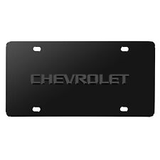 Chevrolet 3D Gray Logo on Black Stainless Steel License Plate picture
