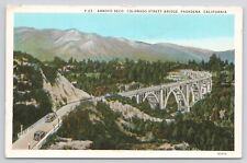 Pasadena California Arroyo Seco Colorado Street Bridge White Border Postcard picture