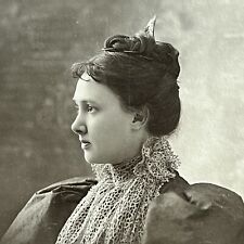 Antique Cabinet Card Photograph Beautiful Fashionable Woman Boston MA ID Gray picture