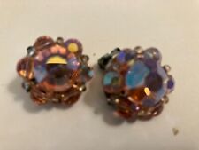 vintage estate  aurora pink  cluster  bead clip on earrings picture