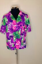 Mei Jan of Hawaii Vintage 60’s Size 18 Tropical Barkcloth Button  Pockets Blouse picture