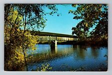 Newbury VT-Vermont, Vermont Covered Bridge, Route 5, Vintage Postcard picture