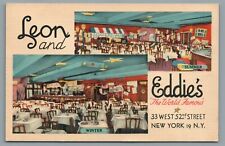 Leon and Eddie's Restaurant 33 West-52nd St. NYC NY New York Vintage Postcard picture