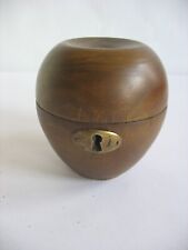 Treen Vtg Apple shaped tea caddy wood box silver lined picture