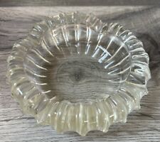 Vintage Clear Glass Ashtray Mid Century Modern Round Scalloped Great Condition picture