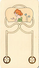 PC KIRCHNER, GIRLS IN FRAMES WITH LEAVES, ART NOUVEAU, MENU CARD H 6-1 (b48514) picture
