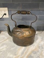 Vintage Copper Teapot Tea Kettle With Wood Handle picture