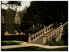 England. Derbyshire. Haddon Hall. The Terrace Steps.  Vintage Photochrome by P picture