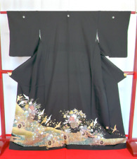 Japanese Kimono/“Tomesode” Pure Silk/Traditional/crane/Flower/Classic pattern picture