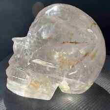 Natural Clear White Quartz Hand Carved Maya Crystal Skull Reiki Healing 1587G picture