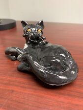 Amy Lacombe WhimsiClay Black Cat Signed Ceramic Porcelain Figurine 2020 picture