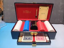 Vintage Griffon Poker Set - Black Faux Leather Case with Drawer - Dice - Chips  picture