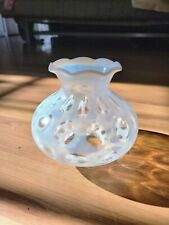 Vtg Fenton Opalescent Coin Dot White Clear Glass Shade Globe 3 1/2 fitter READ picture