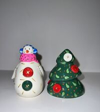 Salt & Pepper Shakers by Designs Ceramic Cozy Snowman and Christmas Tree picture