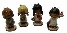 VTG Napcoware Caroler Figurines Red Clay Presents Singing Wreath Set Of 4 Tags picture