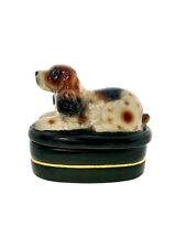 Dog Design on Lidded Case Spaniel Trinket Box Vintage Decor Gift picture