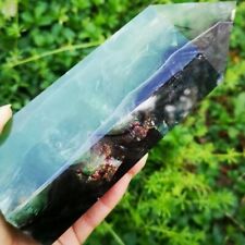 500g/700g/1000g Natural green fluorite quartz crystal obelisk wand point healing picture