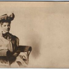 c1900s UDB Lovely Fashion Lady RPPC Portrait Classy Hat Smile Girl Photo PC A261 picture