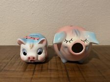 2 Vintage Ceramic Anthropomorphic Piggy Banks Hobbyist picture
