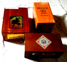 BULK LOT of 3 Wooden Hinged Clasp Cigar Box Cao Gold / Acid / Baccarat the Game picture
