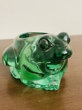 Vintage Indiana Glass Heavy Green Frog Candleholder /Succulent planter picture