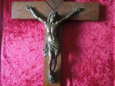 J5380 ANTIQUE FRANCE SOLID  BRONZE WALL HANGING  CROSS  SIGNED  C D DEPOSE SEE D picture