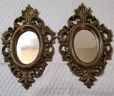Vintage Mid Century Modern Gold Pair Mirrored Frames Burwood Wall Art picture
