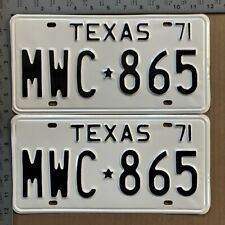 1971 Texas license plate pair MWC 865 YOM DMV Ford Chevy Dodge 13611 picture