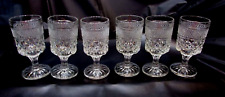 Set 6 Vintage Anchor Hocking Wexford Stemmed Pedestal Clear Crystal Wine Glasses picture