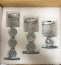 OwnMy - Set of 3 Crystal Glass Candle Holders Pillar Candle Holders picture