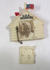 Vintage WW2 WWII He's In The Army Now Photo Door Home Locket Pin Plastic Vintage picture