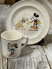 VINTAGE 1930s Patriot China MICKEY MOUSE/PLUTO/DISNEY Made in America Plate/Cup picture