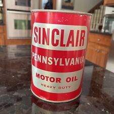 Vintage Sinclair Motor Oil Can Heavy Duty 1 Quart FULL SAE 20 & 20W Pennsylvania picture