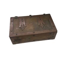 Copper Box Copper Hammered  Tin Brass Hinged Lidded Antique Storage Rare Vintage picture
