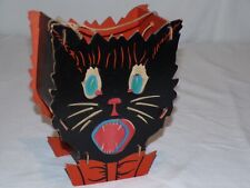 Vintage Antique Halloween Black Cat Jack O Lantern Cardboard picture