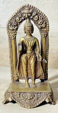 Antique Vintage Solid Brass Asian Standing Buddha Figurine 7” Tall picture