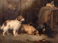 Oil painting Four-Dogs-in-a-Stable-Sir-Edwin-Landseer-Oil-Painting handmade art picture