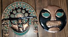 Two Peruvian masks in bronze natural stone inca design picture