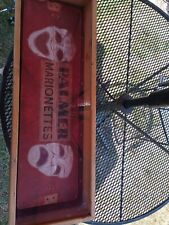 Rare Antique Palmer Marionettes Puppets Advertising Wooden Sign W/ Display Case picture
