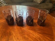 VTG 4 Libbey BAMCO Longhorn Western Drinking Glasses Tooled Leather Sleeves picture